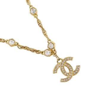 Chanel Cc Logo Pendant Necklace Gold- #229066C23B